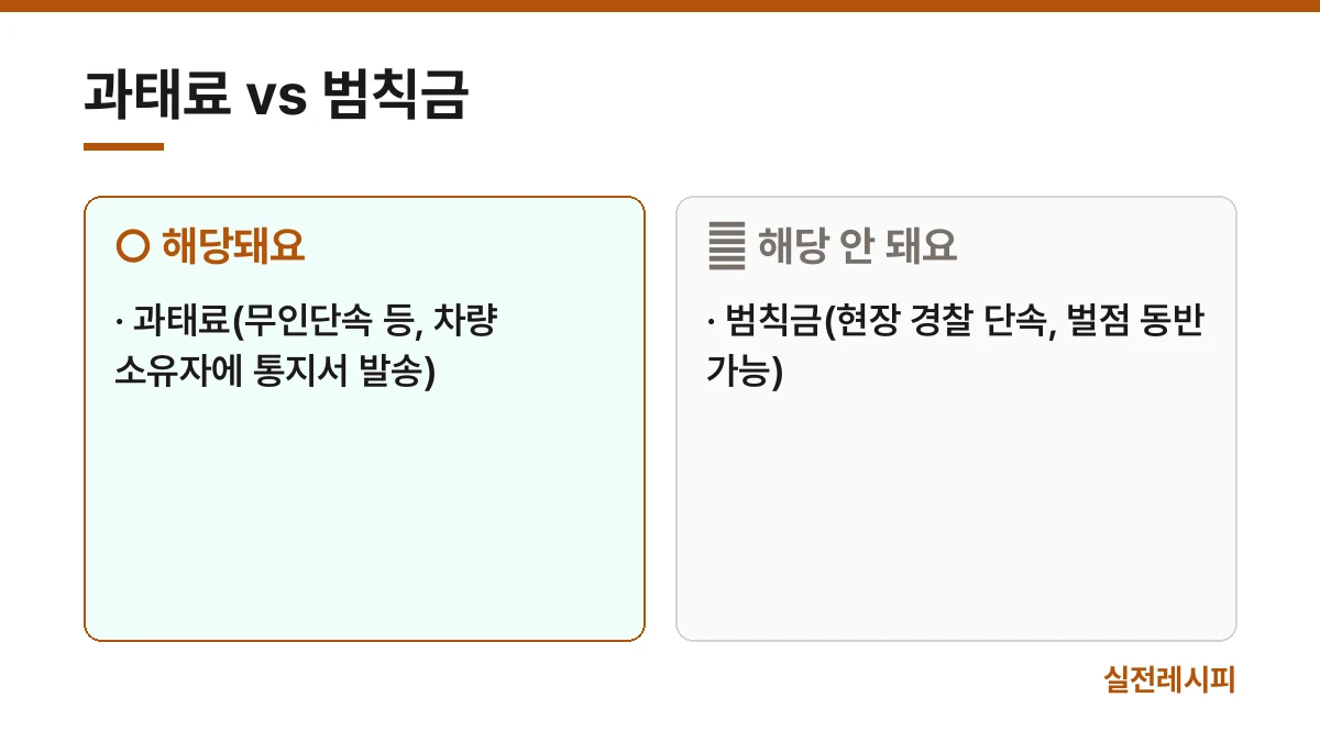 과태료 vs 범칙금 — 한 장 요약