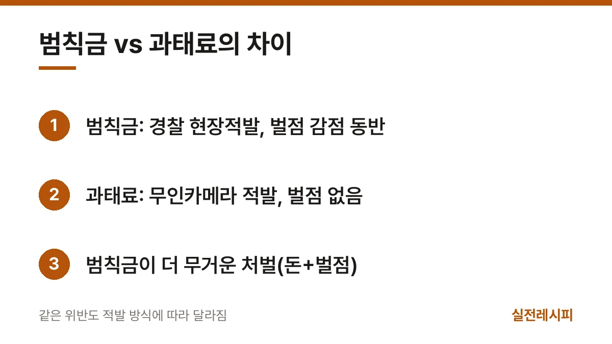 범칙금 vs 과태료의 차이 — 한 장 요약