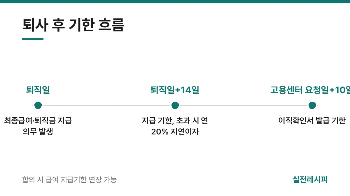 퇴사 후 기한 흐름 — 한 장 요약